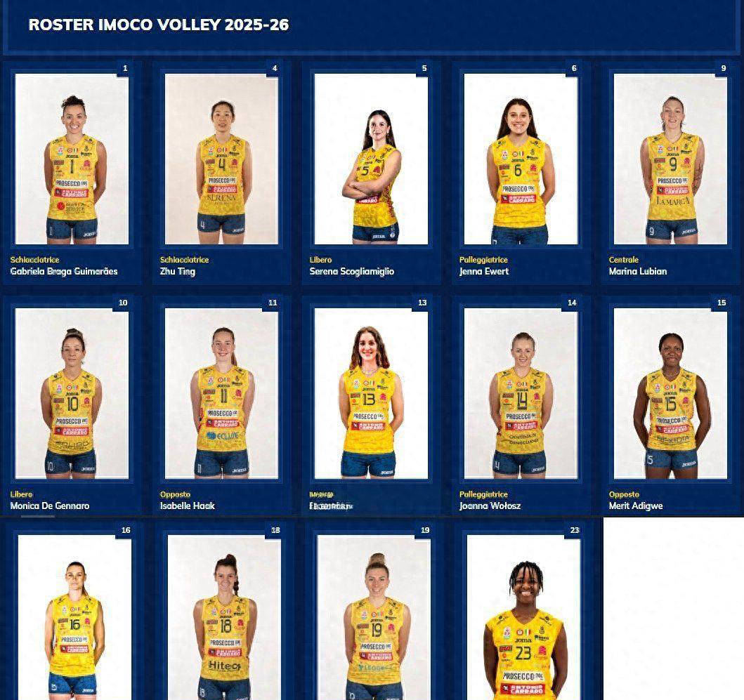 朱婷再度冲击大满贯！科内利亚诺新赛季阵容公布，欧冠分组揭晓